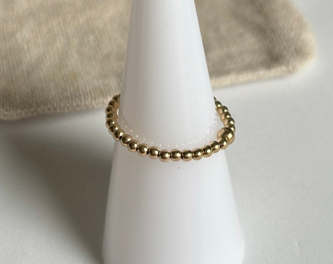 Sterling Silver Beaded Ring: 14k Gold Fill Stacking Ring