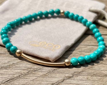 Turquoise Beaded Gemstone Bracelet, December Birthstone, Healing Gemstone Jewelry, Minimalist Gift for Her
