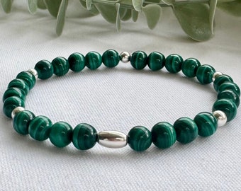 Malachite Gemstone Bracelet, Crystal Energy Bracelet, Malachite Healing Bracelet, Boho Jewellery