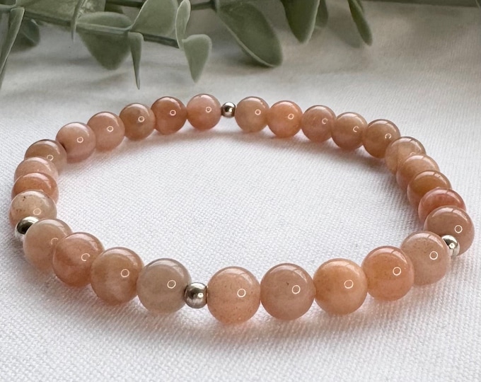 Sunstone Beaded Bracelet - Bring Positive Vibes to Your Look, Handcrafted Crystal Jewelry Gift