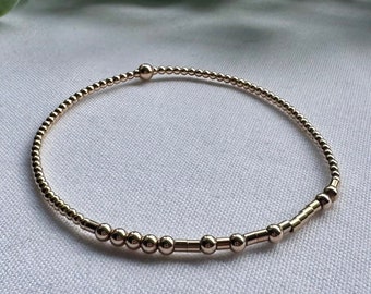 Fuck Cancer Gold Filled Morse Code Bracelet, Dainty beaded bracelet with hidden message, Get well gift