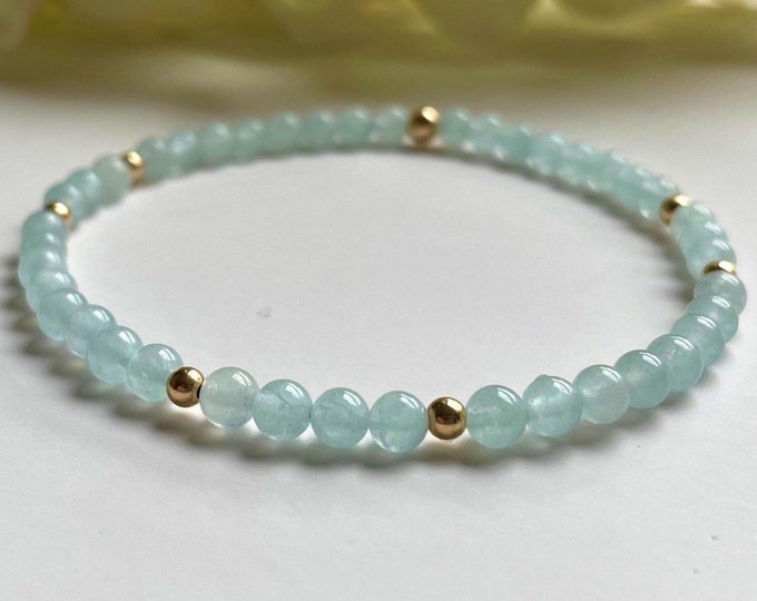 Aquamarine Gemstone Beaded Bracelet