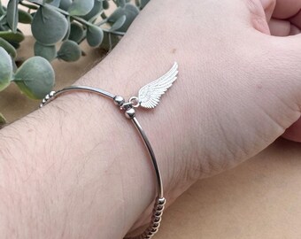 Sterlingzilveren engelenvleugelarmband, beschermend sieraad, sierlijke stretcharmband