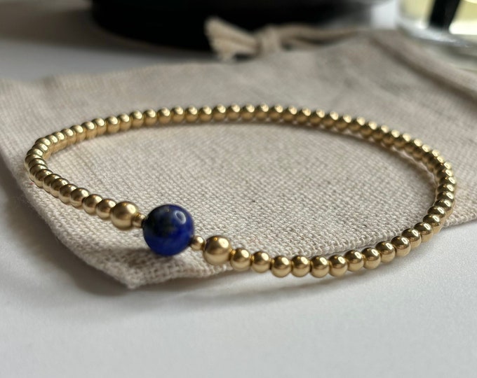 Lapis Lazuli Bracelet, Gemstone Stacking Bracelet, Minimal Jewellery