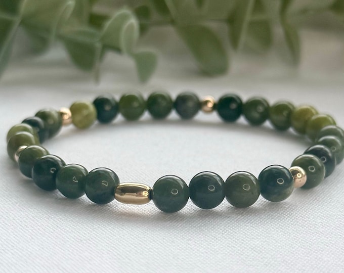 Jade Green Gemstone Bracelet for Prosperity & Harmony - Chunky Beaded Jewelry