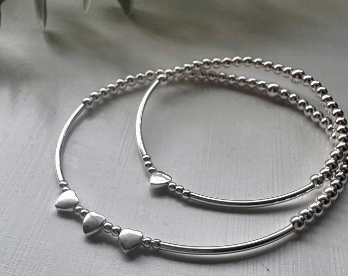 Featured listing image: Mummy & Me heart bracelets, 925 Silver matching bracelets, Mothers Day gift, Mother and daughter sterling silver bracelet set