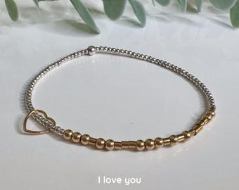 I Love You Morse Code Bracelet, 14k Gold Filled or Sterling Silver secret message bracelet, Hidden meaning jewellery