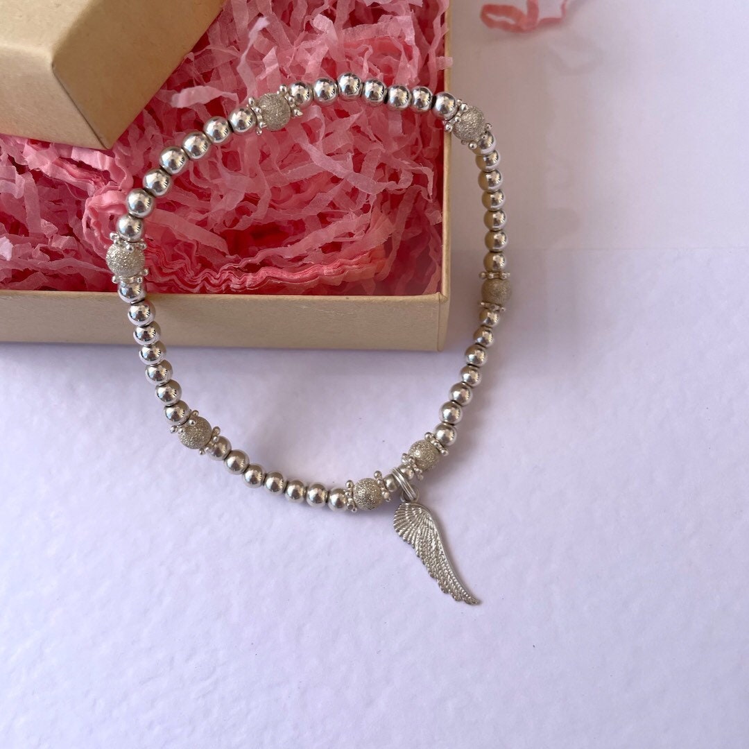 Angel Wing Charm Bracelet Sterling Silver Charm Bracelet Etsy