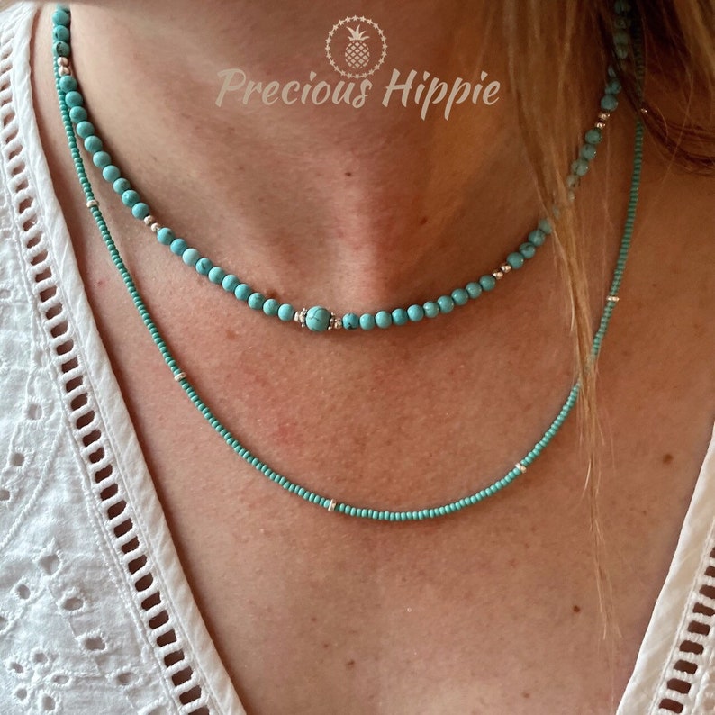 Turquoise Choker, Handmade Natural Turquoise Necklace image 2