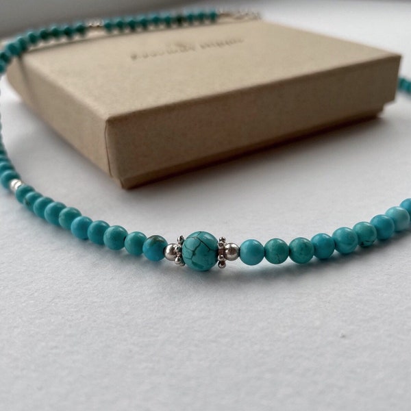 Ras de cou turquoise, collier turquoise naturel fait main