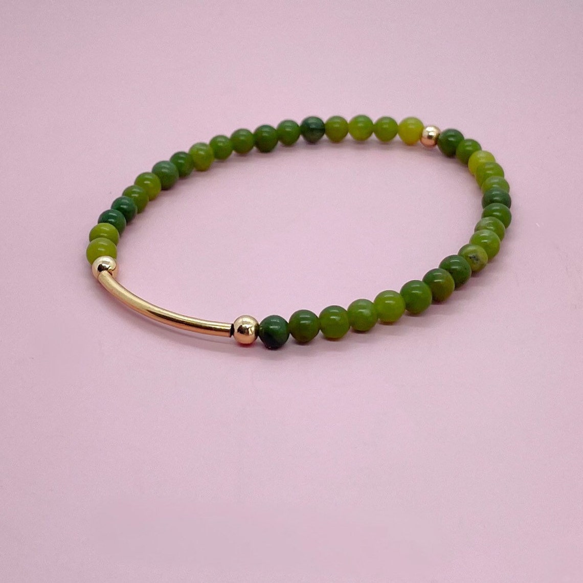 Jade and Gold Beaded Bracelet Jade Jewellery Gold Stacking Etsy