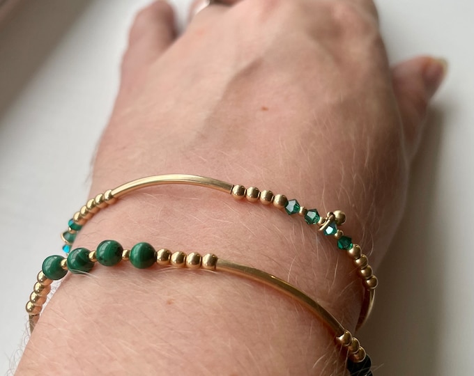 Malachite & Crystal Bracelet Stack