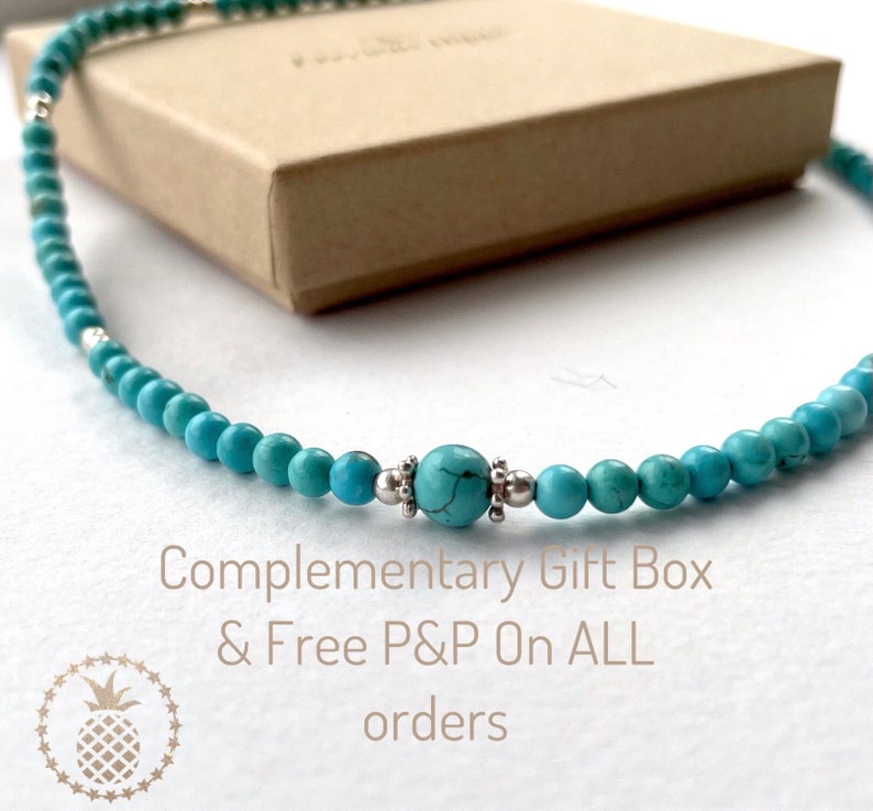 Turquoise Choker, Handmade Natural Turquoise Necklace image 5