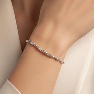 Morse Code Beaded Bracelet, Sterling Silver, Funny Friendship Gift