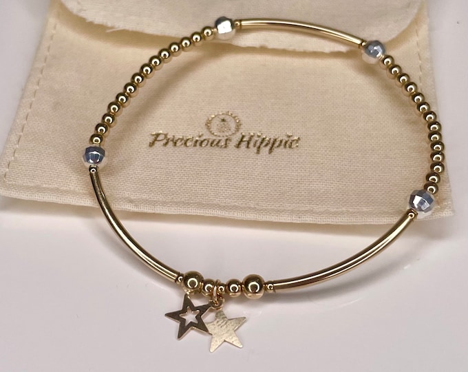 Gold Filled Star Bracelet: Sterling Silver Sparkle Bangle