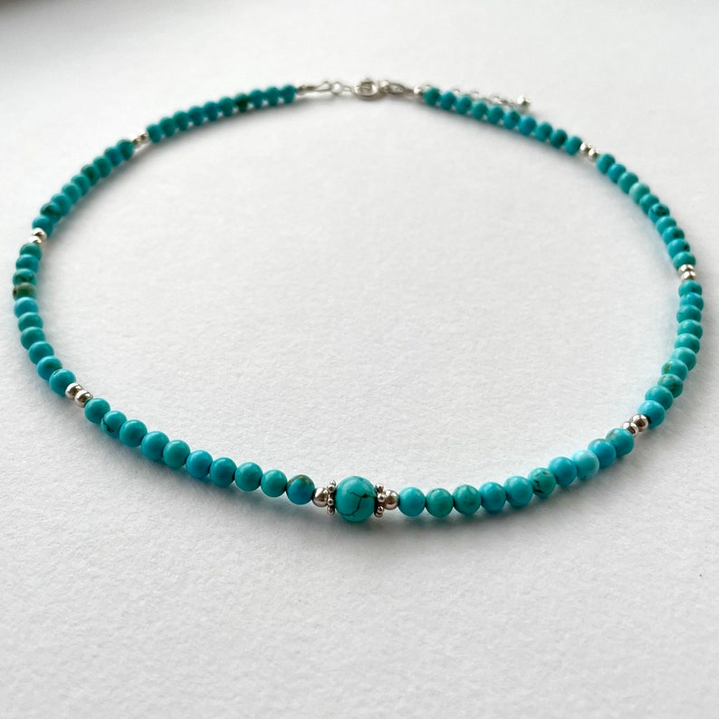 Turquoise Choker, Handmade Natural Turquoise Necklace image 4