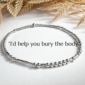 Pulsera de plata de ley con código Morse, mensaje secreto, joyería para amigos.