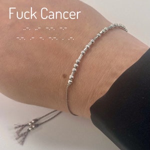 Braccialetto dell'amicizia in codice Morse "Fuck Cancer Empowering" per sopravvissuti e combattenti contro il cancro