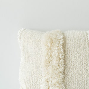 Large Neutral Lumbar Pillow with Stripes, Stripe Pattern on an Oversized Cream Lumbar Pillow, Lumbar Cushion with a Tonal Linear Pattern image 2