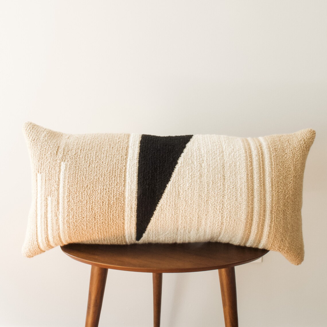 Neutral Tufted Lumbar Pillow Geometric Color Block Cushion Etsy