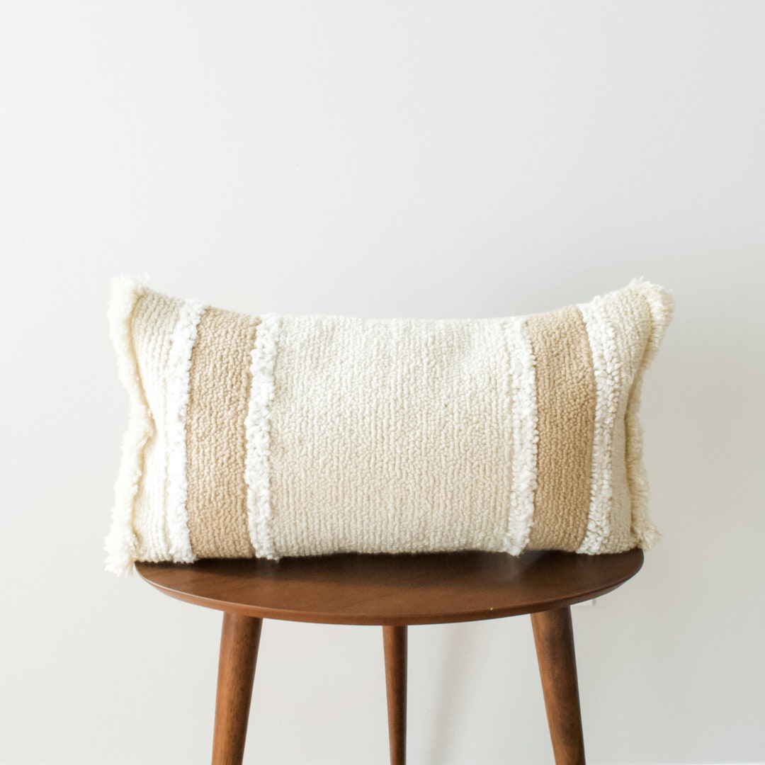 Neutral Coastal Lumbar Pillow Cover Tonal Cushion for a Beach Etsy