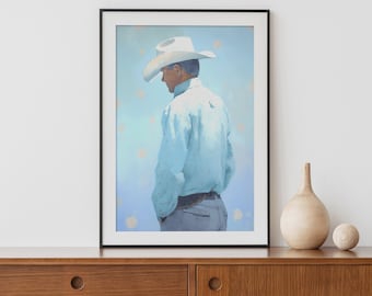 Cowboy Art Original Painting Art Print Western Poster Art Cowboy Minimalist Wall Art Western Cowboy Art Print Posters