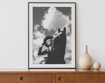 Cowgirl Photo Print Cowboy Photograph Art Print Black and White Photograph Modern Equestrian Photo Western Fine Art Print