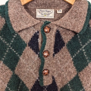 Vintage Sweater Knit M Unisex 90s Retro Vintage Sweater Crazy Pattern Autumn Winter Oversized Look Vintage virgin wool sweater image 9