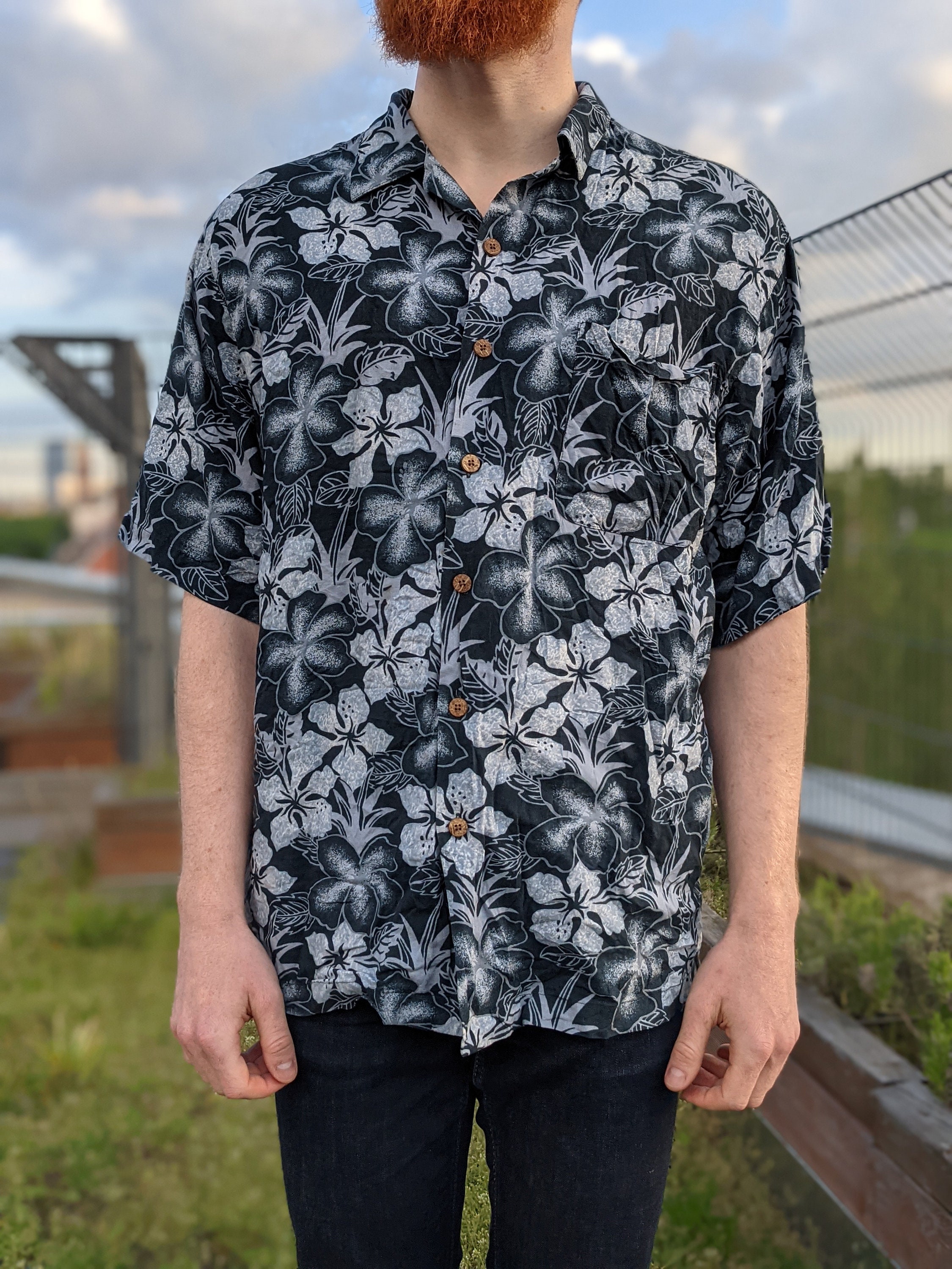 80s Vintage Shirt Dark Blue Light Blue 