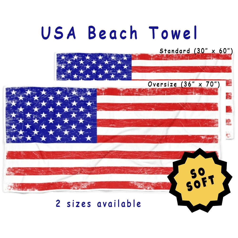 Toalla de playa personalizada con bandera estadounidense de águila, 30 x 60  pulgadas, algodón suave (una toalla personalizada con bandera
