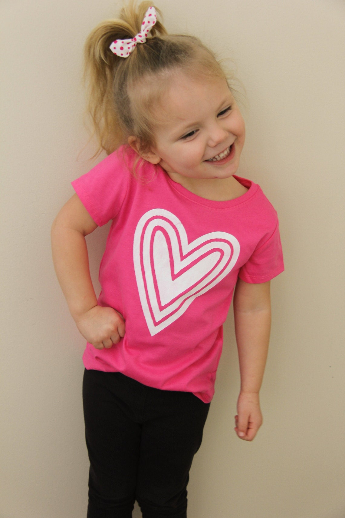 Girls Heart Tee Heart T-shirt T-shirt for Girls Pink - Etsy