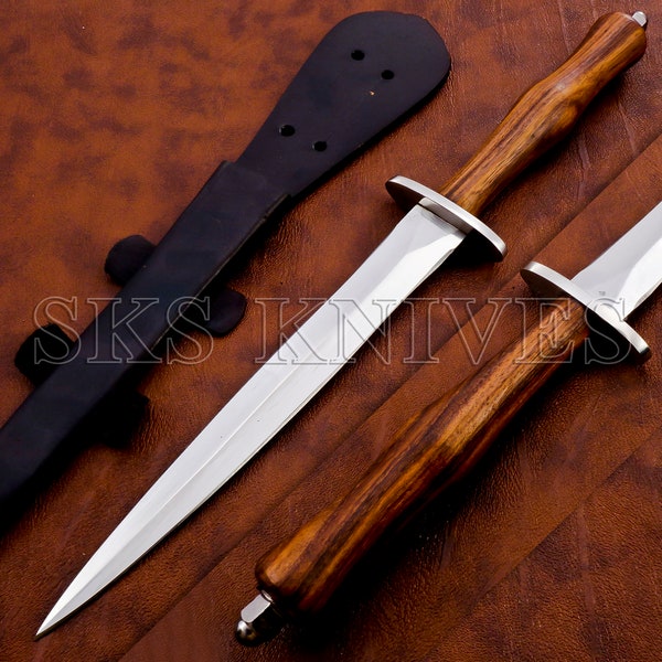 FAIRBAIRN-SYKES DAGGER, Couteau personnalisé, 12 » , couteau en acier D2, Couteau fait main avec poignée en bois