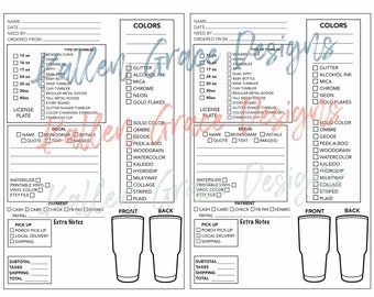 Editable PDF Tumbler Order Form