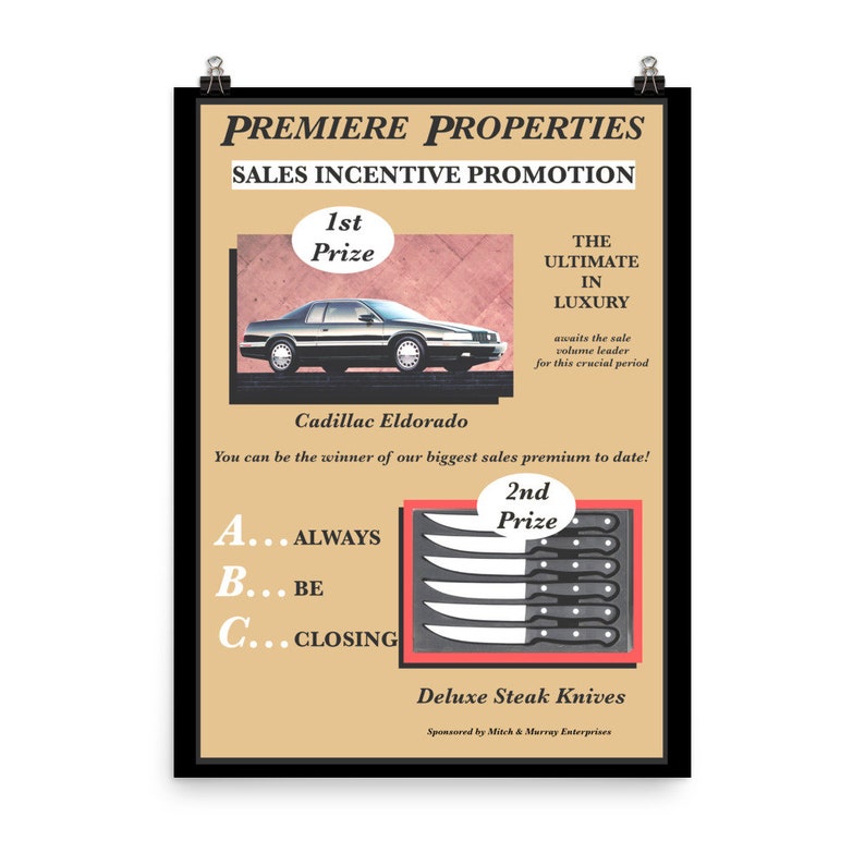Glengarry Glen Ross Sales Contest Poster Etsy