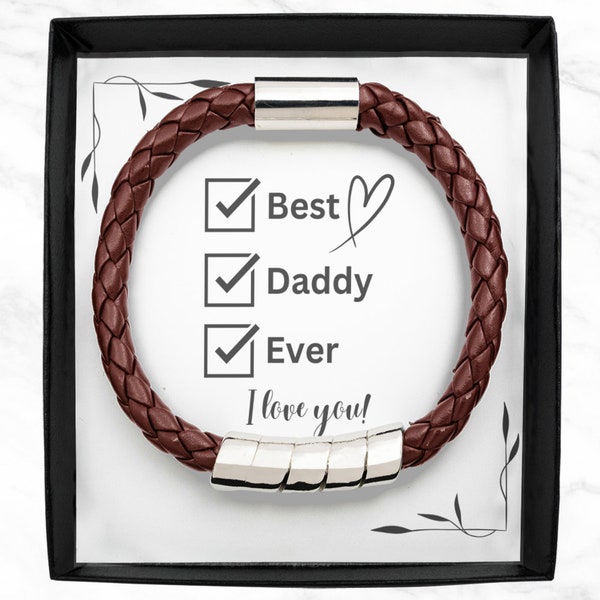 Gift for Best Daddy Ever Leather Bracelet with Message Card in English for Daddy Regalo Para Papa Daddy Birthday Gift Father Trending Gifts