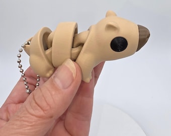 Capybara Beige Keychain Articulated, Flexible 3D Printed Fidget Stress Relief Toy, Capybara Lover Gift