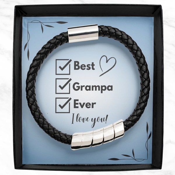 Gift for Best Grampa Ever Leather Bracelet with Message Card for Grampa Birthday Fathers Day Gift for Grampa Regalo a Abuelo Pulsera Abuelo