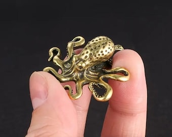 Mini Brass Octopus Figurine, Nautical Steampunk Decor