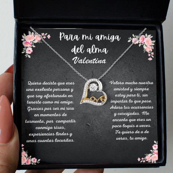 Regalo Personalizado Para Mi Amiga Del Alma Con Mensaje, Regalo Cumpleaños Para Mi Amiga, Collar De Plata Esterlina Con Pendiente Para Amiga