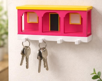 La Casita Puerto Rican Key Holder, 3D Printed Entryway Key Rack, Boricua Pride