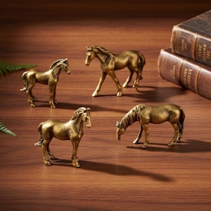Mini figuras de latón para amantes de los caballos, energía ecuestre, decoración ecuestre, pequeños ponis coleccionables imagen 6