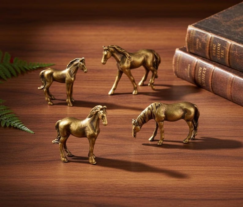 Mini figuras de latón para amantes de los caballos, energía ecuestre, decoración ecuestre, pequeños ponis coleccionables imagen 6