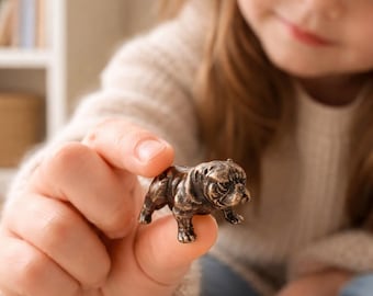 Mini Brass Pitbull Statue, Dog Mom Dad Gift, Gift from Grandma Grandpa, Collectible