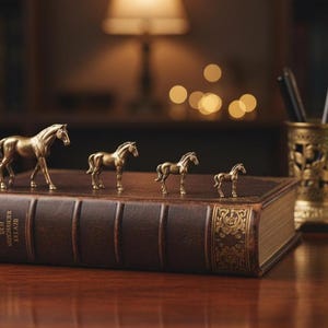 Mini figuras de latón para amantes de los caballos, energía ecuestre, decoración ecuestre, pequeños ponis coleccionables imagen 2