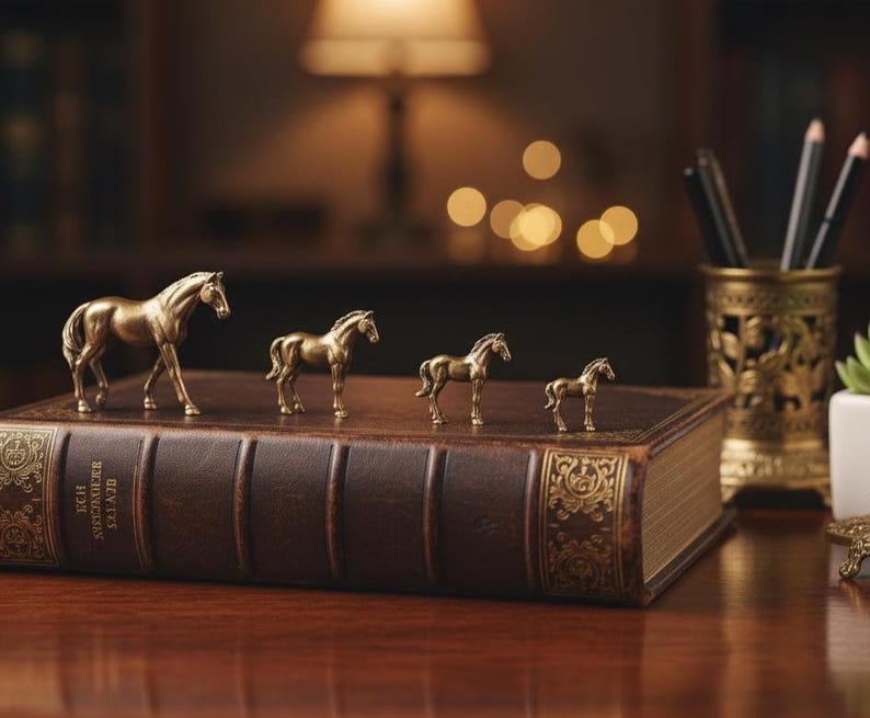 Mini figuras de latón para amantes de los caballos, energía ecuestre, decoración ecuestre, pequeños ponis coleccionables imagen 2