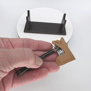 Mini Axe Genuine Leather Sheath, Wood Display Stand, 420 Steel Blade EDC, Fiberglass Handle, Collectors Favorite Mini Tool