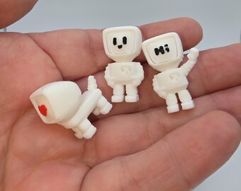 3D Printed Set of 3 Mini Robots, Kids Grandkids Nerd Gamer Sci-fi Fans Gift, Kawaii Futuristic Tech Figurines