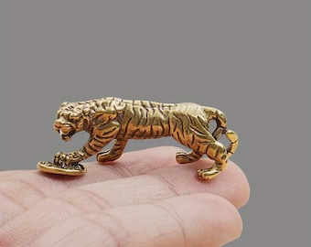 Miniatura de tigre de latón, decoración de felino salvaje