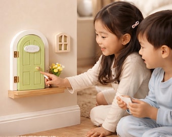 Fairy Wooden Door Window Flower Pot Kit, Dollhouse Miniature, Kids Grandkids Gift, Nursery Decor