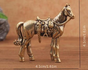 Mini Brass Lucky Horse Figurine, Equestrian Home Office Decor, Horses Lover Gift, Horse Energy